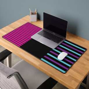Colour Pop Stripes - Pink, Purple, Blue and Black Desk Mat