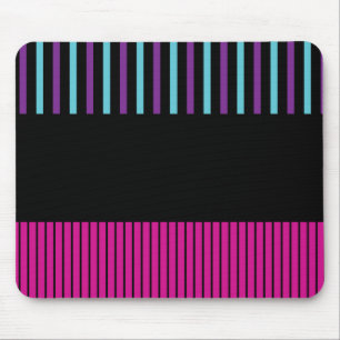 Colour Pop Stripes - Pink, Purple, Blue and Black Mouse Mat