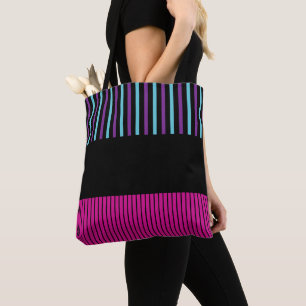 Colour Pop Stripes - Pink, Purple, Blue and Black Tote Bag