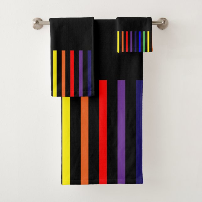Colour Pop Stripes - Rainbow Bath Towel Set (Insitu)
