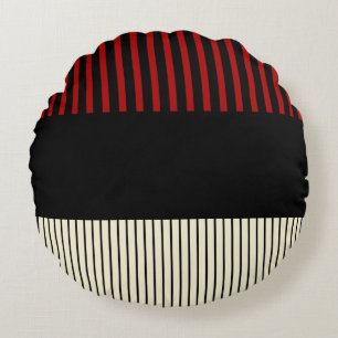 Colour Pop Stripes - Red & Cream Round Cushion
