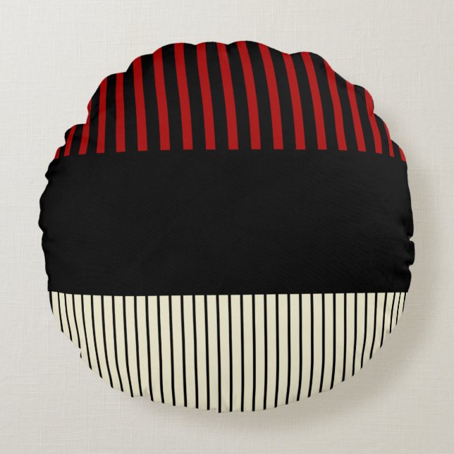 Colour Pop Stripes - Red & Cream Round Cushion (Front)