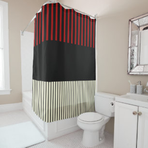Colour Pop Stripes - Red & Cream Shower Curtain