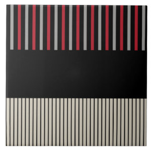 Colour Pop Stripes-Red, Grey, Black and Bone White Tile