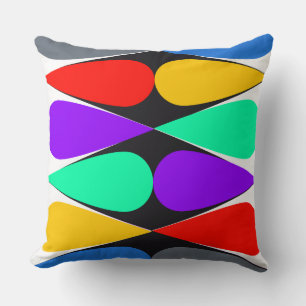 Colour-Pop Teardrop Geometry on Black Diamond Stri Cushion