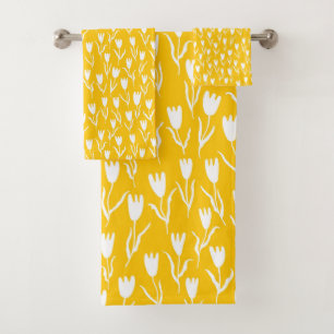 Colour Pop Tulips - Yellow Mustard  Bath Towel Set