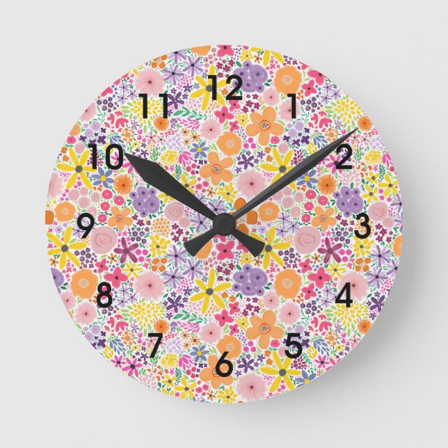 Colour Pop Wildflowers Round Clock (Front)