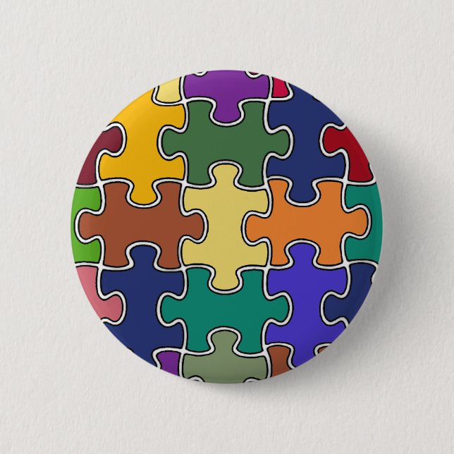 colour puzzle pieces 6 cm round badge (Front)