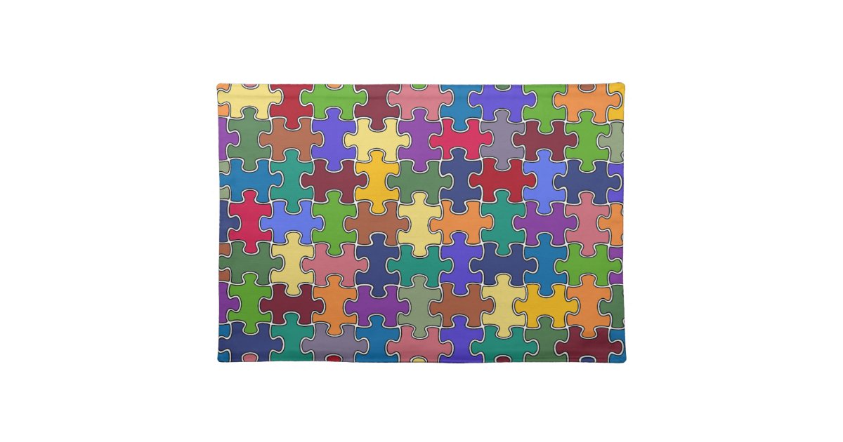 colour puzzle pieces placemat Zazzle.co.uk