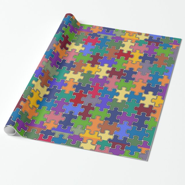 colour puzzle pieces wrapping paper (Unrolled)