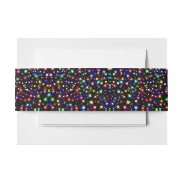 Colour Rainbow Sparkle Fireworks Invitation Belly Band (Front Example)