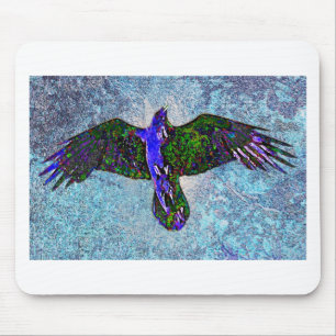 Colour Raven On Blue Mouse Mat