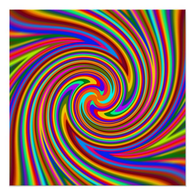 Colour Rays Swirl Rainbow Poster (Front)