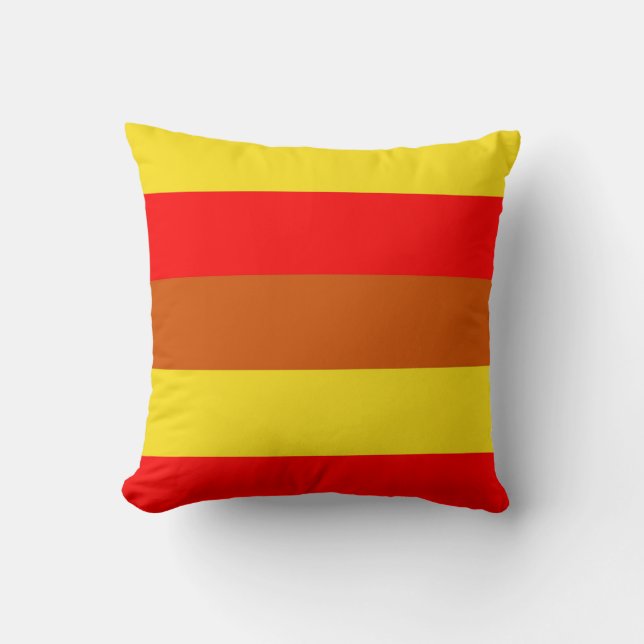 Colour Red Brown Yellow Retro Stripes Cushion (Front)