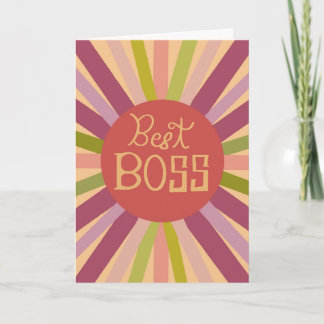 Colour Retro Sunburst Boss's Day Card