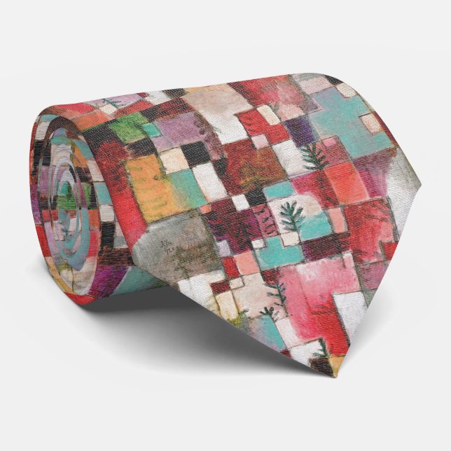 Colour Rhythm – Abstract Art Grid Tie (Rolled)