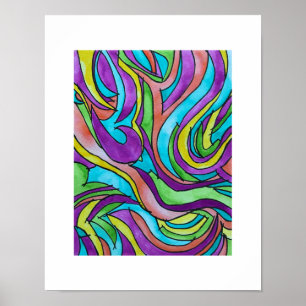 Colour Rhythm-Psychedelic Abstract Watercolor Art Poster