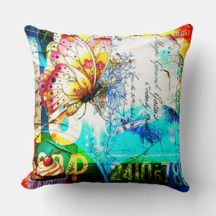 Colour Riot Retro Butterfly Collage Cushion