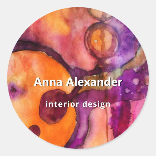 Colour Rising Abstract Watercolor Classic Round Sticker (Front)