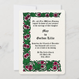 Colour Rose Flowers Vine Border Wedding Invitation