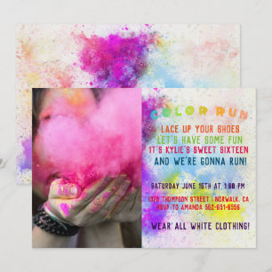 Colour Run Birthday Party Invitation