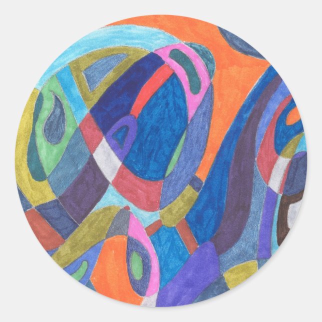 "Colour Rush" Abstract Classic Round Sticker (Front)