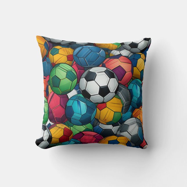 "Colour Rush – Soccer Ball Pattern Pillow" Cushion (Front)