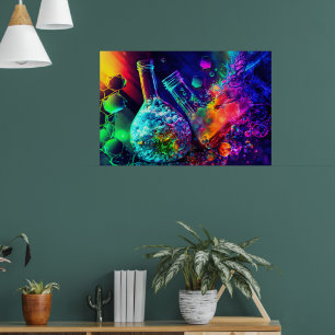Colour science chemist abstract neon cool poster