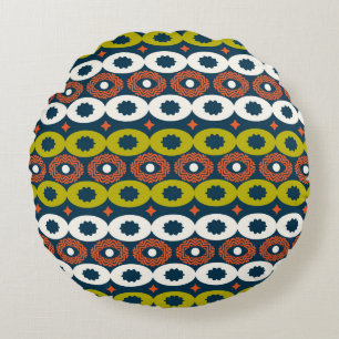Colour seamless pattern with oval shapes in Africa Round Cushion