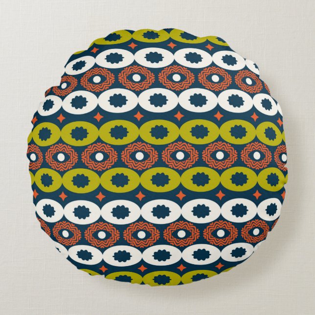 Colour seamless pattern with oval shapes in Africa Round Cushion (Front)