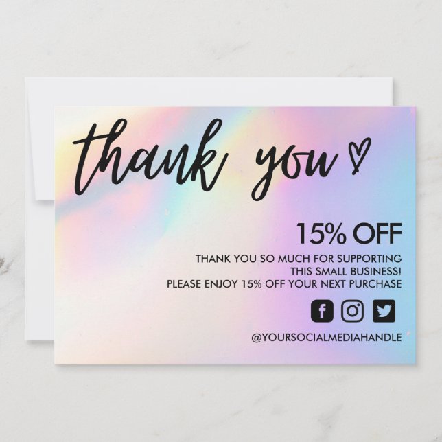 Colour Shift Thank You Heart Invitation (Front)