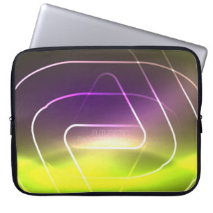 Colour shiny neon lights background with abstract laptop sleeve