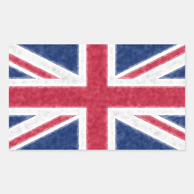 Colour Sketch Effect UK Flag Union Jack Rectangular Sticker (Front)
