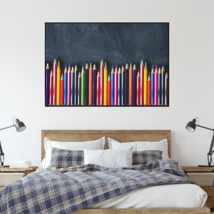 Colour sketch pencils arranged in artistic layout canvas print