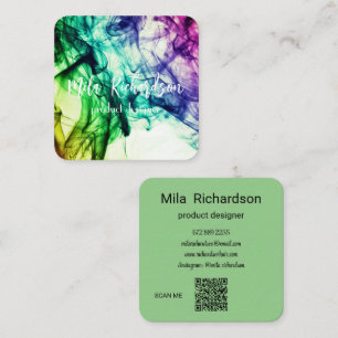 Colour smoke square business card
