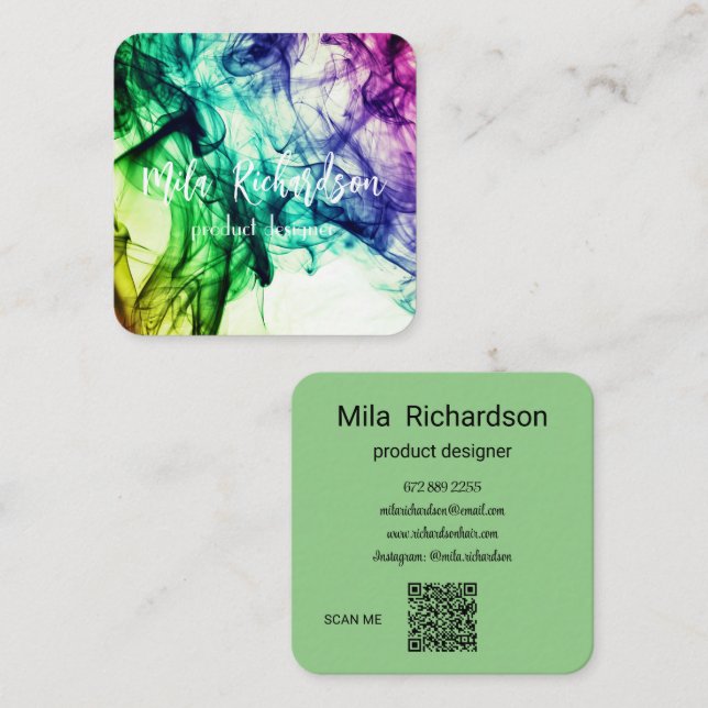 Colour smoke square business card (Front/Back)