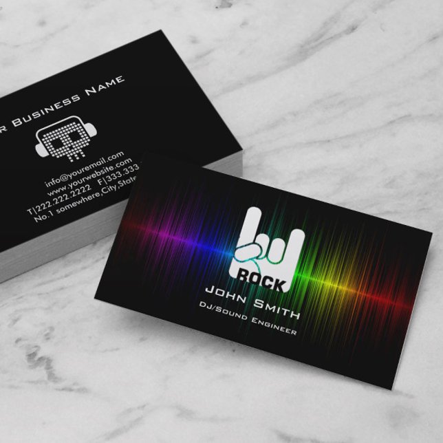 Colour Soundwave Rock Skull DJ Music Business Card (Creator Uploaded)