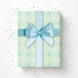 Colour Sparkle Stars in Green and Aqua Wrapping Paper
