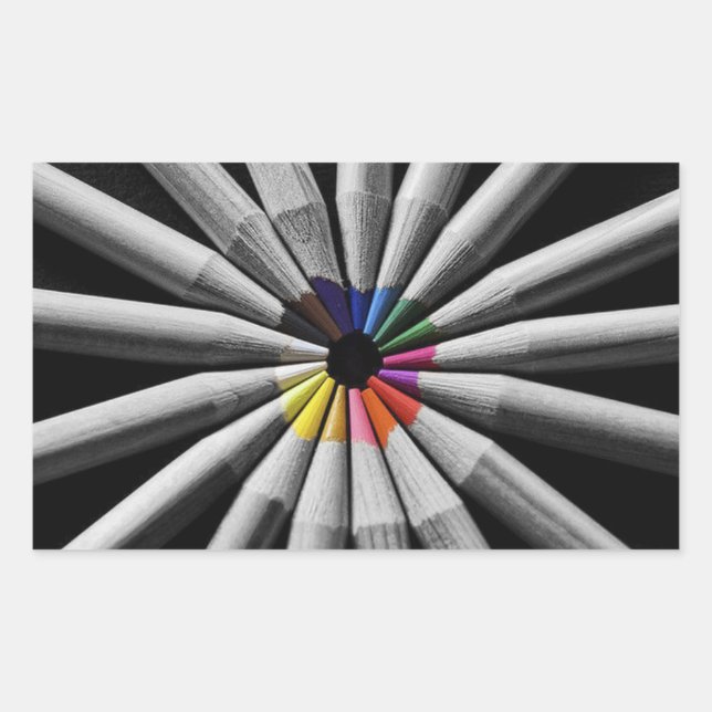 Colour Spectrum Pencils Rectangular Sticker (Front)