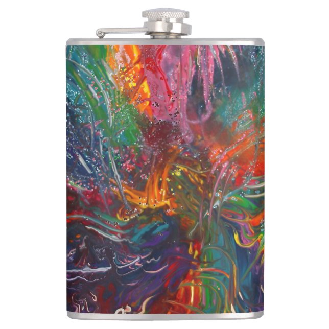Colour Spectrum Pinwheel Hip Flask (Front)