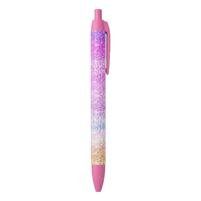 Colour Spectrum Sparkle Effect Black Ink Pen (Bottom (Vertical))