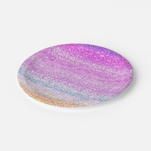 Colour Spectrum Sparkle Effect Paper Plate