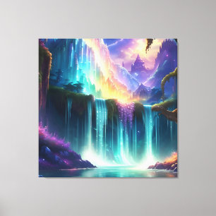 Colour Spectrum Waterfall Lake  Canvas Print