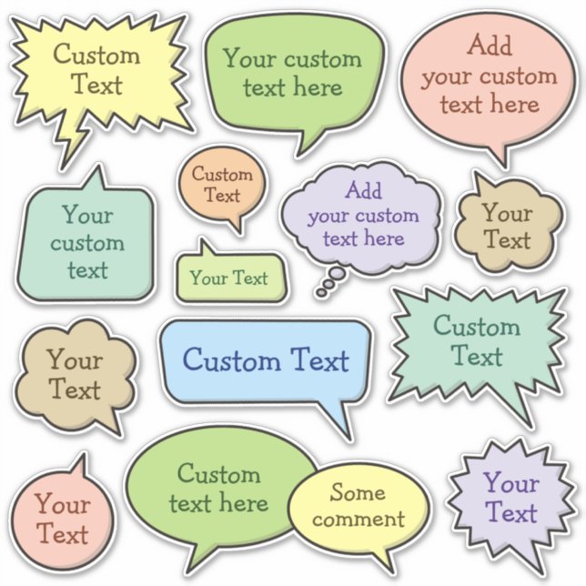 Colour Speech Bubble Sticker Set (Front)