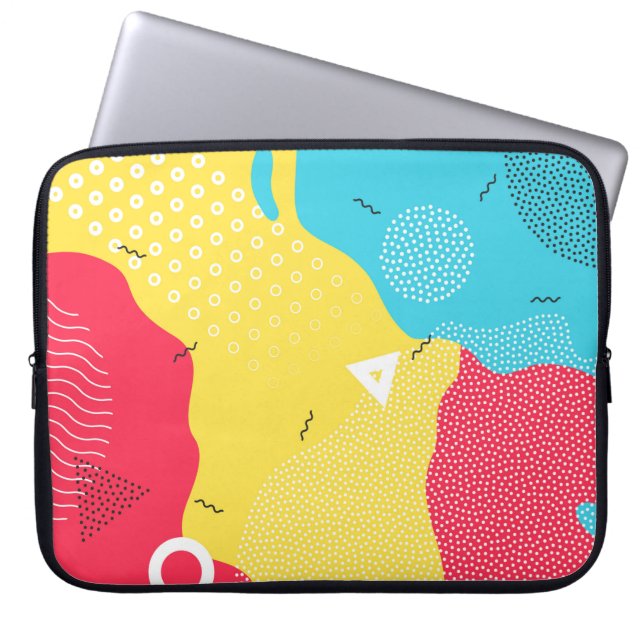 Colour splash abstract cartoon background or child laptop sleeve (Front)