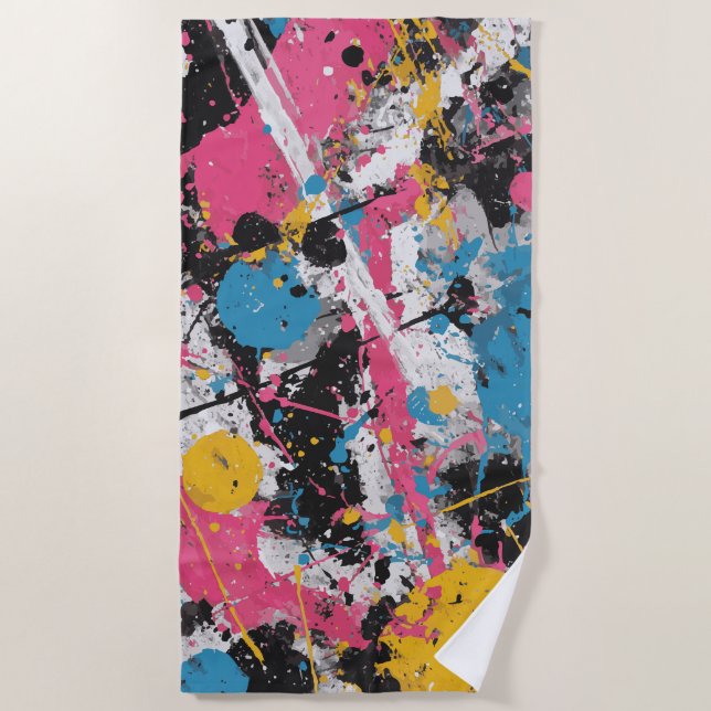 Colour Splash Abstract Expression Art Beach Towel (Front)