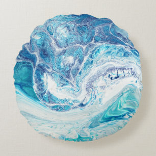 Colour Splash: Acrylic Abstract Background Round Cushion