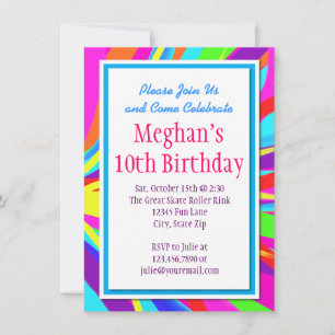 Colour Splash Bold Birthday Party Invitations