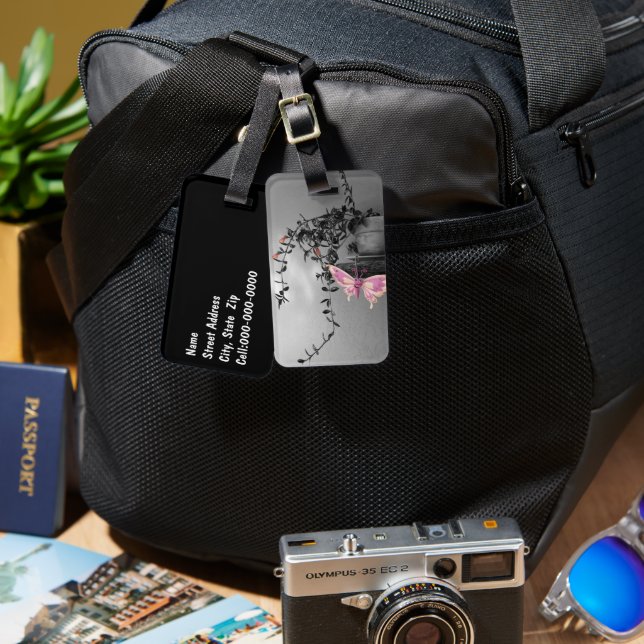 Colour Splash Butterfly Still Life Photograph Luggage Tag (Front & Back)