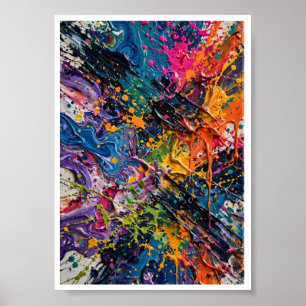 Colour Splash Chaos Abstract Art Poster